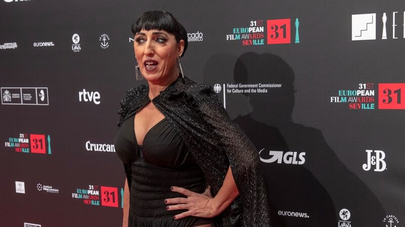 Spanish actor Rossy de Palma poses for photographers on the red carpet of the European Film Awards at Teatro de la Maestranza in Seville, Spain. Photograph: Julio Munoz/EPA