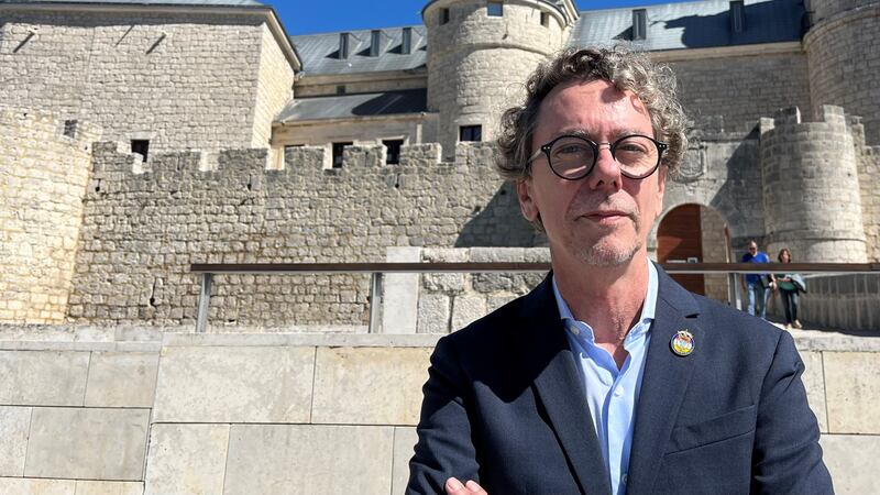 Spanish author Petro Luis Chinchilla outside Simancas Castle in Spain. He has written a book about the Spanish Armada prisoners.