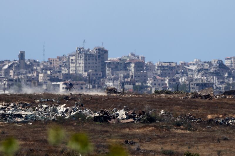 An Israeli army vehicle moves in the Gaza Strip on Monday. Photograph: Amir Levy/Getty Images