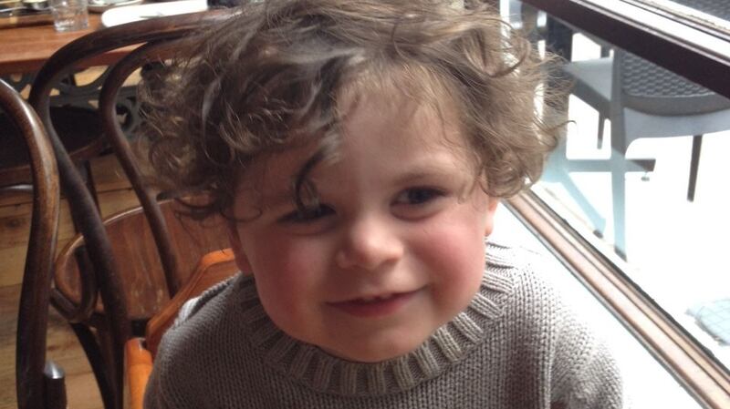 Neil Shanahan (2) has returned home after five weeks in hopsital following a fall from the sixth floor of the Strand Hotel in Limerick. Photograph: Press 22.