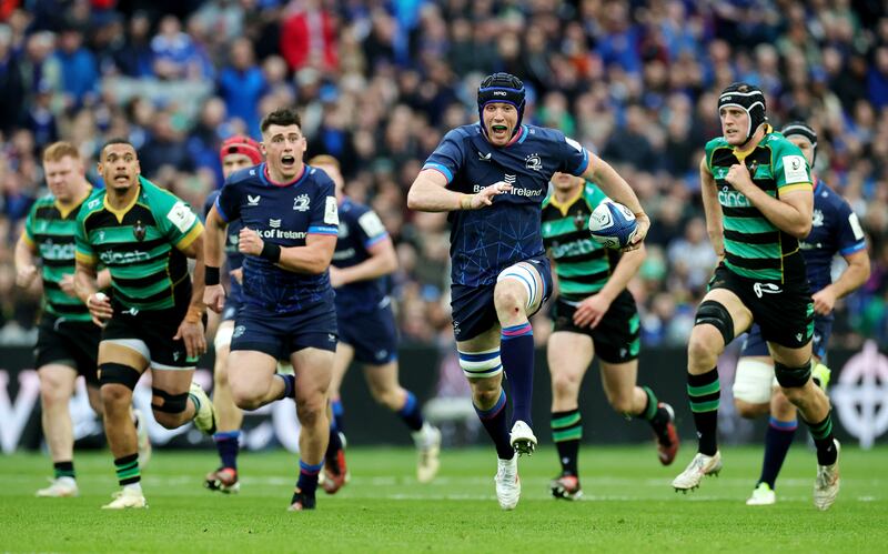 Ryan Baird of Leinster breaks with the ball during last year's Investec Champions Cup semi final victory against Northampton Saints at Croke Park. Photograph: David Rogers/Getty Images