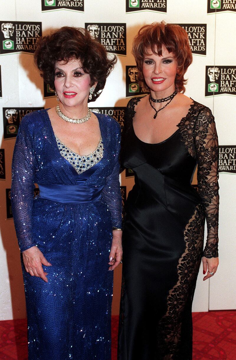 Actors Gina Lollobrigida (left) and Raquel Welch at the Bafta Awards ceremony at the London Palladium in April 1995. Photograph: Sean Dempsey/PA
