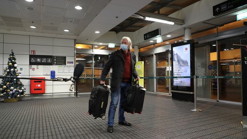 Mick Morrissey from Kilmeaden, Co Waterford, at Dublin  airport following his return. Photograph Nick Bradshaw