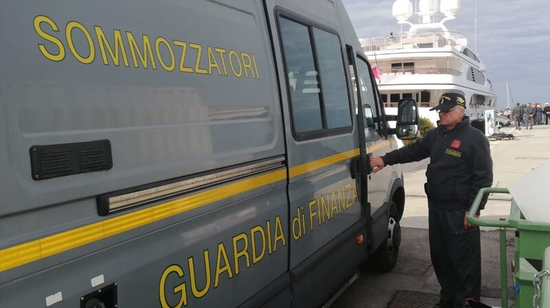 Guardia di Finanza, a branch of the Italian police, investigating the death of an Irish woman in Ancona, Italy, on Saturday. Photograph: Alberto Bignami/Guardia di Finanza