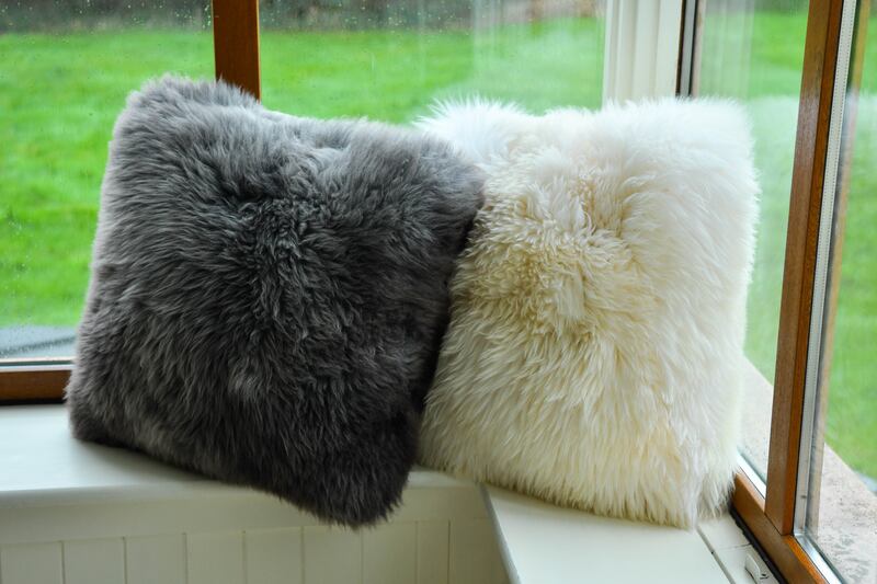 Large shaggy sheepskin cushions, €200, from irishhidedesigns.com