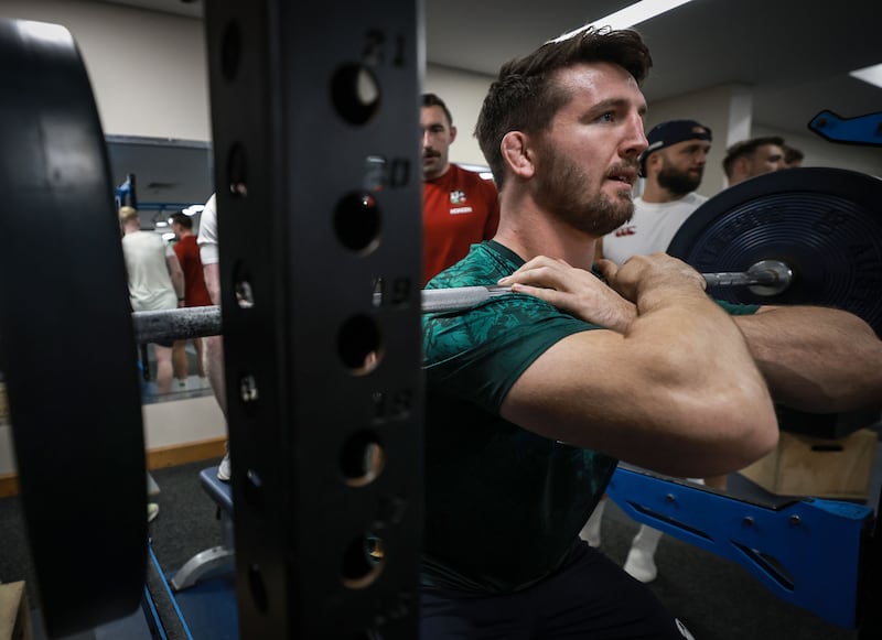 Tom Curry during a Lions gym session in Brisbane on Monday. Photograph: Dan Sheridan/Inpho