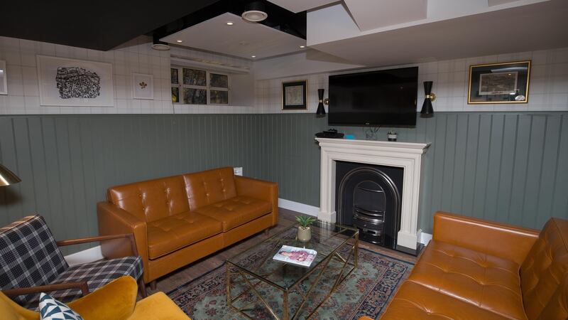 Communal living room in Node, Alexander Court,  Dublin 2. Photograph: Tom Honan