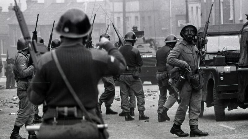 Falls Road, Belfast, in 1970.  - Photograph: Dermot O’Shea