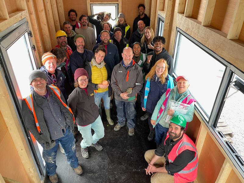 Participants inside a structure they built on their week-long course. Photograph: Common Knowledge