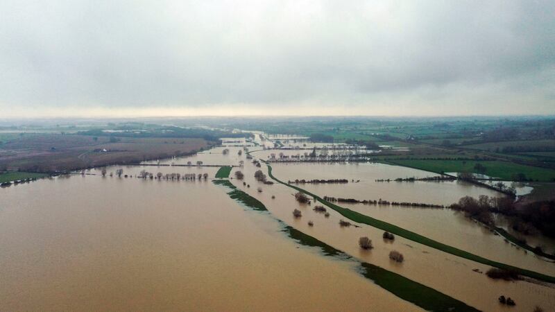 Fields flooded on December 28th after the river Avon burst its banks near Bredon, Worcestershire following Storm Bella. Photograph: Steve Parsons/PA Wire