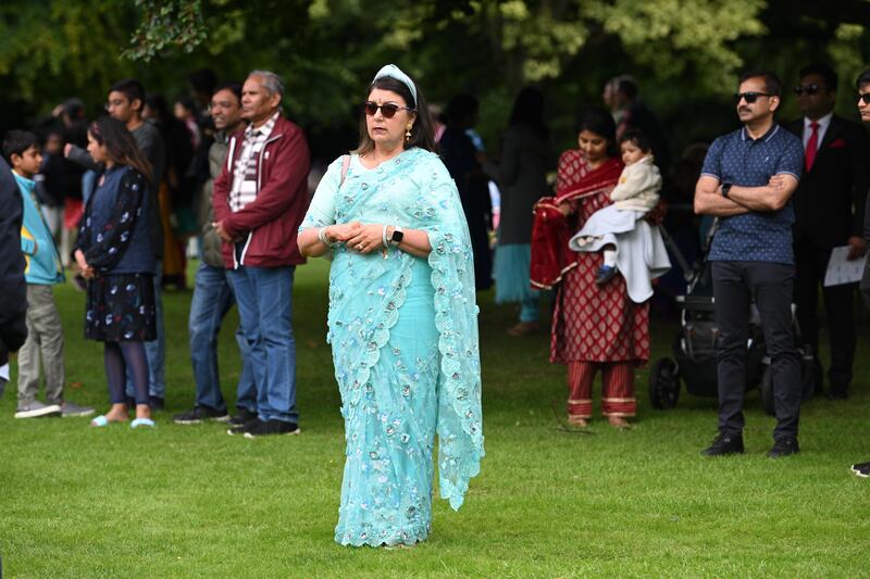 People celebrate India Day at Farmleigh House in Phoenix Park. Photograph: Bryan Meade