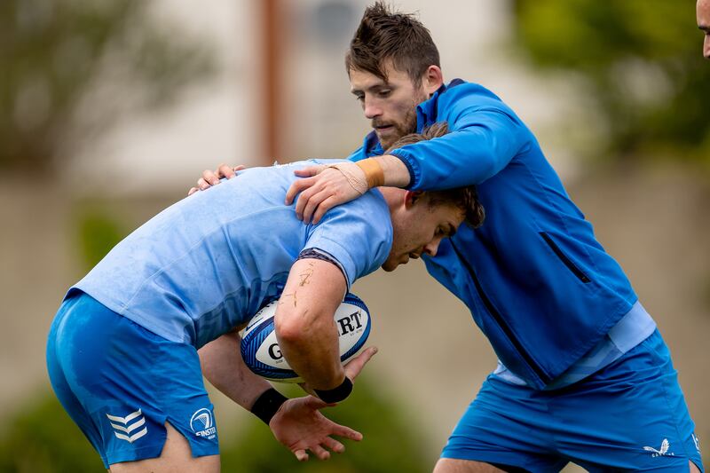 Garry Ringrose and Ross Byrne. Photograph: Morgan Treacy/Inpho