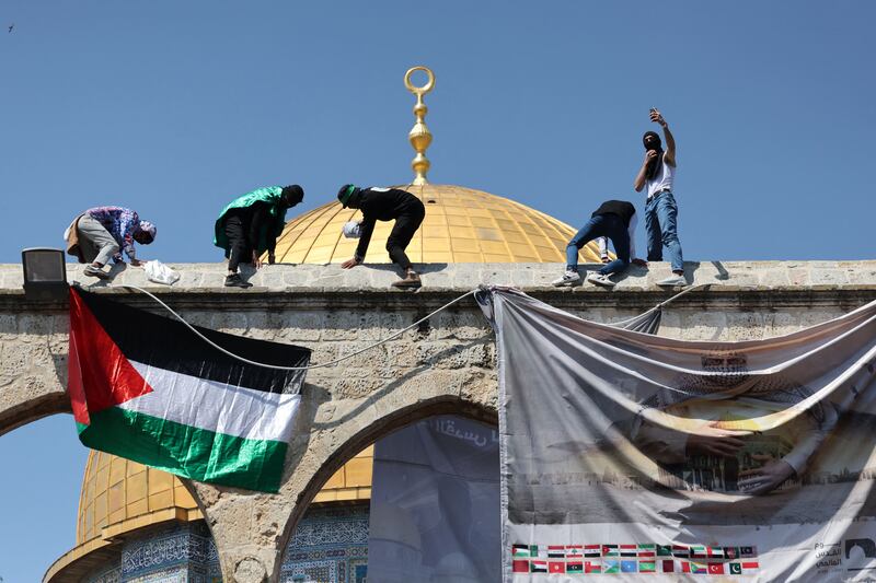 Friday also marked Quds Day, or Jerusalem Day, observed by Shi’ite Muslims in Iran, Syria, Lebanon and elsewhere as an act of solidarity with the Palestinians. Photograph: Ahmad Gharabli/Getty