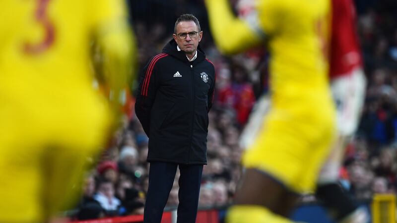 Manchester United manager Ralf Rangnick looks on during the Premier League match against Crystal Palace at Old Trafford. Phoograph: Peter Powell/EPA