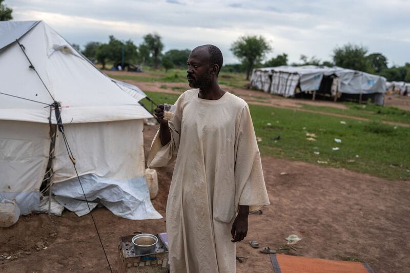 Ahmed Abubakar at a refugee settlement in Aweil, South Sudan. 
 Photograph: Joao Silva/New York Times
                      