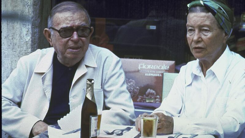 Jean-Paul Sartre and Simone de Beauvoir in an outdoor cafe in the Piazza Navona. Photograph:   Francois Lochon/Time Life Pictures/Getty Images)
