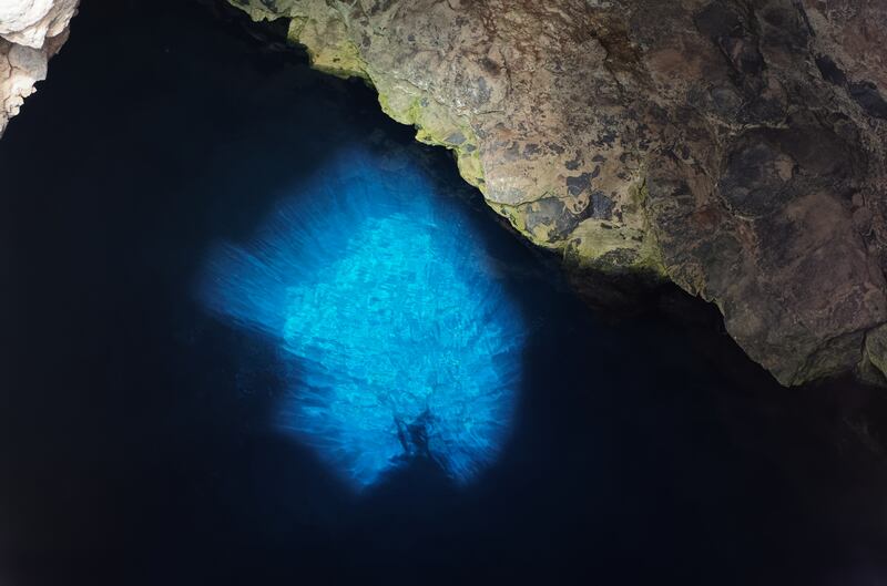 The Blue Eye Of Buracona, a small rocky bay on the island of Sal, Cape Verde.