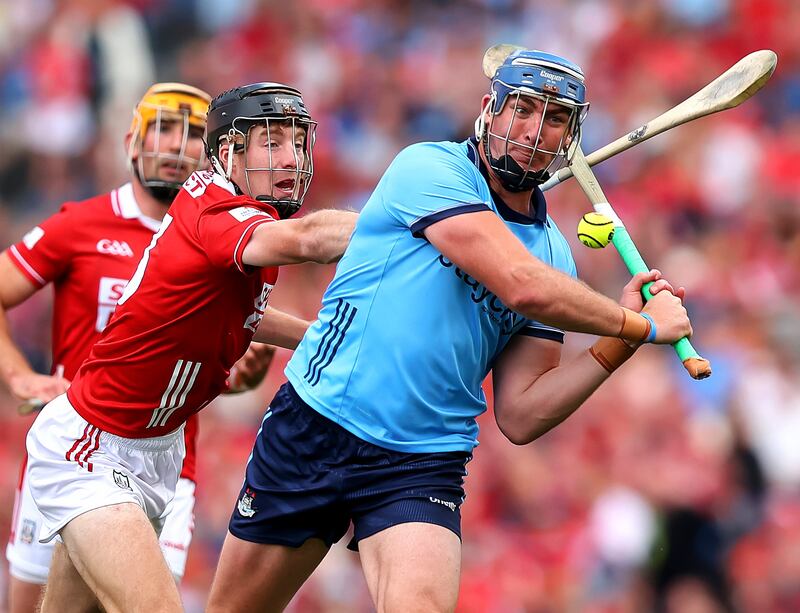Dublin's John Hetherton in action against Cork’s Eoin Downey. Photograph: Tom O’Hanlon/Inpho
