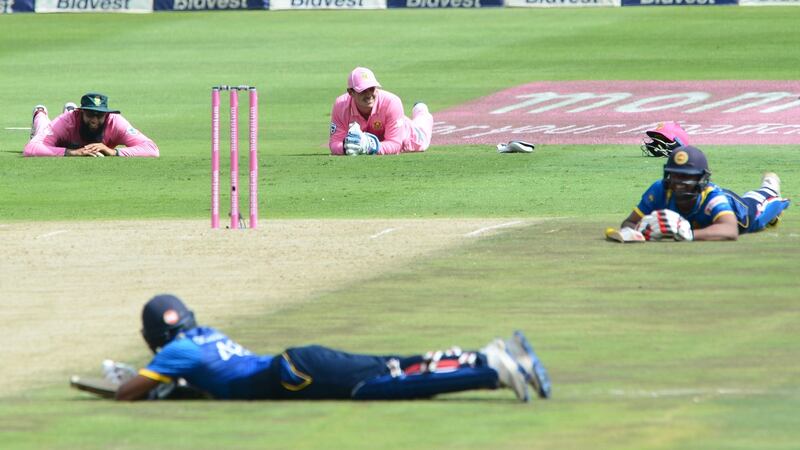 Bees stop play during the  One-Day International match between South Africa and Sri Lanka at the  Wanderers Stadium  in Johannesburg. Photograph: Lee Warren/Gallo Images/Getty Images