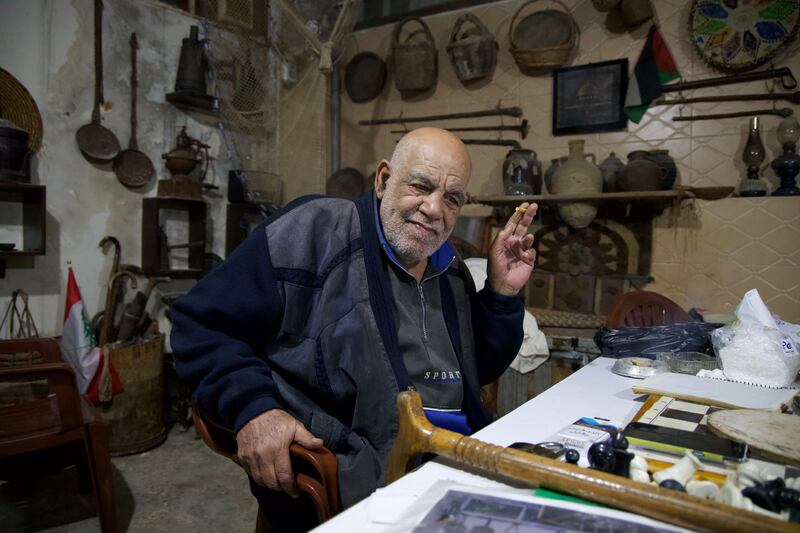 Muhammad Al-Khatib (76) runs the Museum of Memories in Shatila. Photograph: Hannah McCarthy