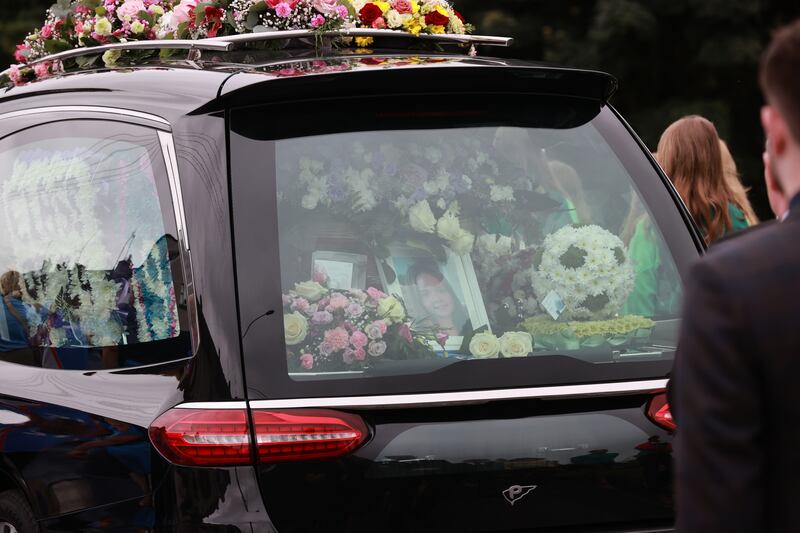 The funeral cortege for 13-year-old Zara Murphy makes its way to Our Lady of Lourdes Church in Drogheda for her funeral Mass. Photograph: Liam McBurney/PA Wire