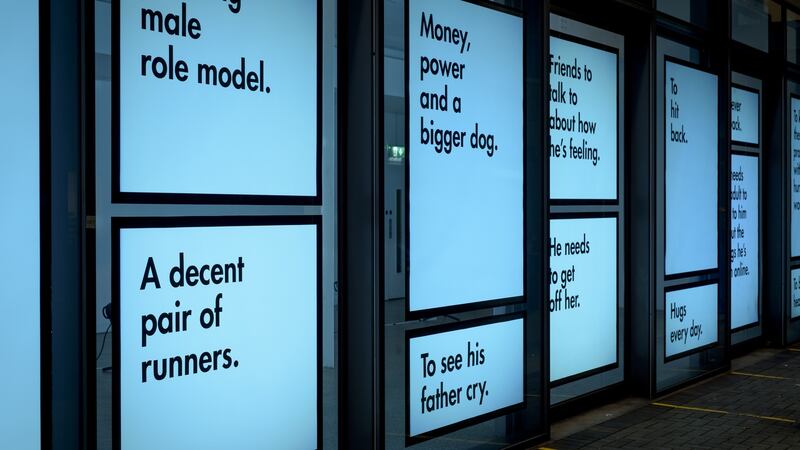 What Does He Need? public poster project by Fiona Whelan, Brokentalkers and Rialto Youth Project. . Photograph: Louis Haugh