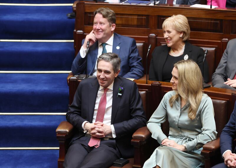 Harris in the Dáil Chamber ahead of the vote. Photograph: Maxwell Photography/PA Wire