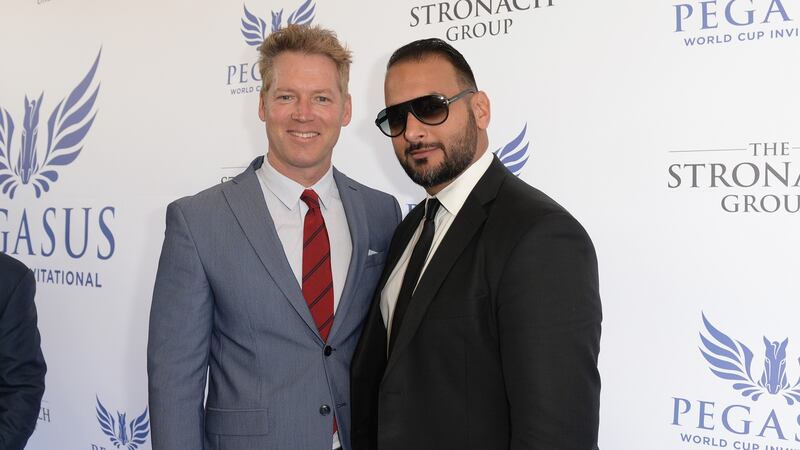 Attar alongside Patrick M. Knapp Schwarzenegger at the $12 Million Pegasus World Cup Invitational, the world’s richest horserace, in Florida. Photo: Getty Images