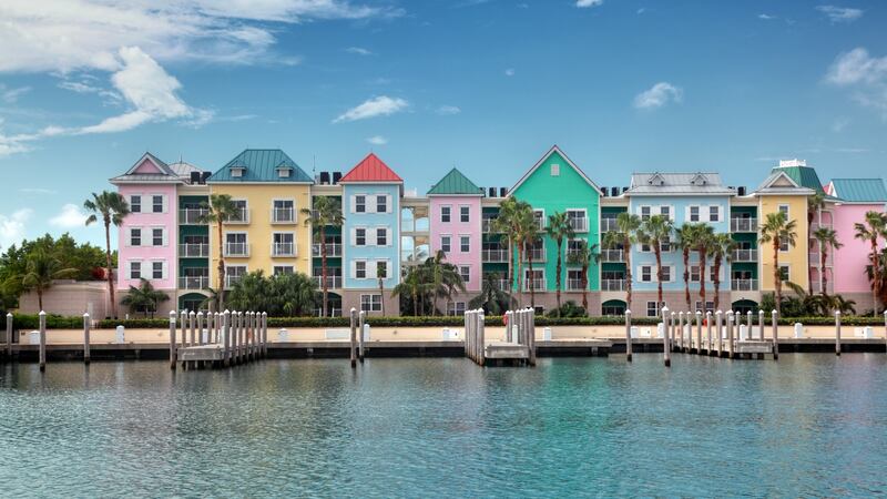 Colourful condominiums in the capital of New Providence, Nassau, The Bahamas. Photograph: Getty