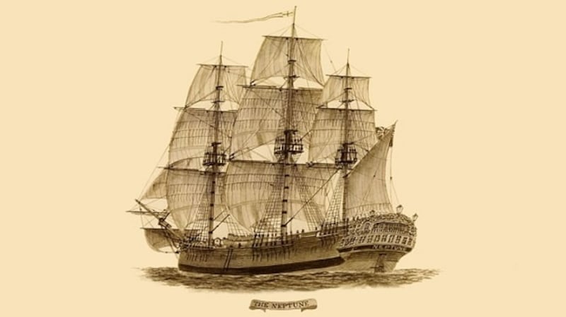 Drawing of the penal transportation ship Neptune. Image: Wikicommons