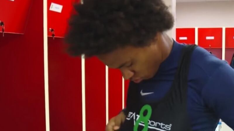 Brazil’s Willian wearing a StatSports device