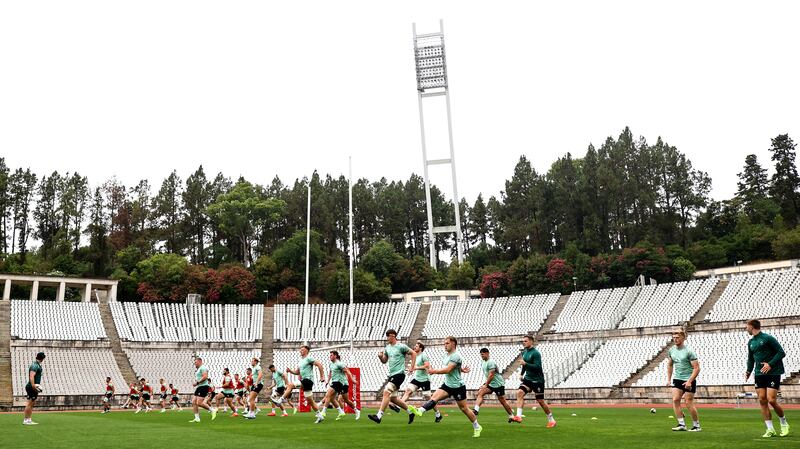 Ireland players train at the Estádio Nacional do Jamor on Friday. Photograph: Ben Brady/INPHO