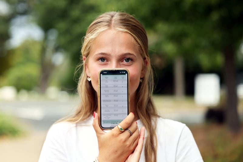 A happy day for a Leaving Cert student at Rathdown School last year. Photograph: Jason Clarke 