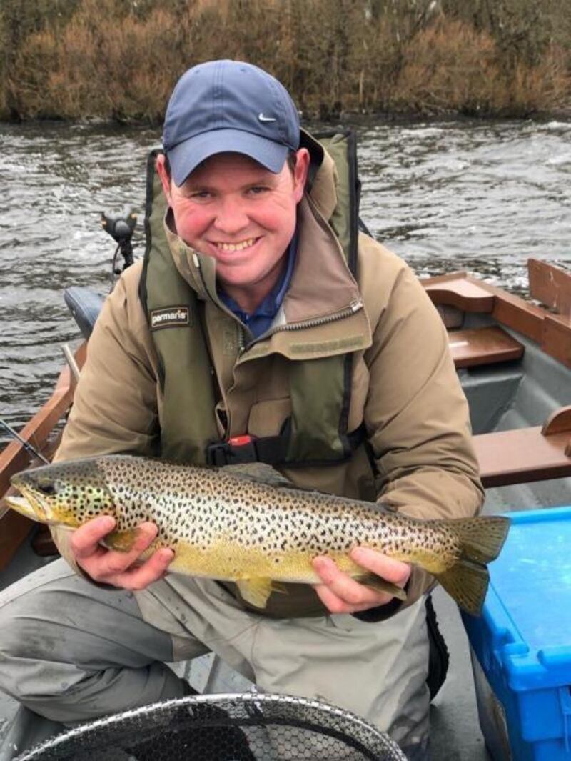 Gary McKiernan with a 52cm Sheelin trout.
