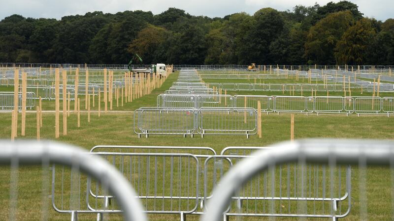 Gargantuan quantities of barriers are already in place for  the World Meeting of Families Mass at the Phoenix Park. Photograph: Dara Mac Dónaill/The Irish Times