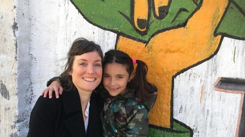 Sophie Parker with her daughter in Buenos Aires.