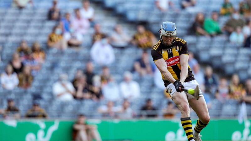 Kilkenny’s TJ Reid scores a penalty at Croke Park. Photograph: Brian Reilly-Troy/Inpho