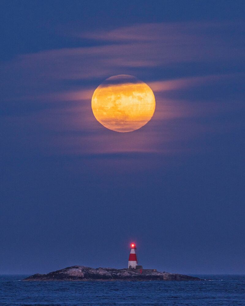A view of Muglins Lighthouse in Dalkey on Thursday. Photograph: Paul O’Brien