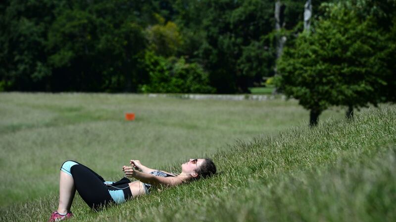 Enjoying the fine weather in the Phoenix Park in Dublin. Photograph: Dara Mac Dónaill / The Irish Times