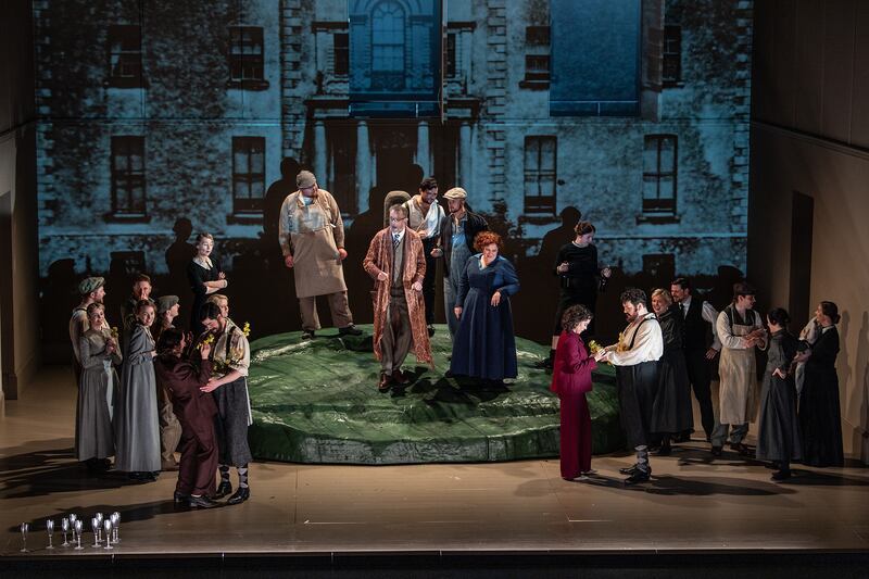 Così Fan Tutte: John Molloy and Majella Cullagh (centre), Anna Devin and Dean Power (front left), and Sharon Carty and Benjamen Russell (front right). Photograph: Ruth Medjber