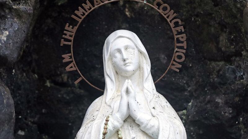 A statue of Mary  at the Sean Ross Abbey in Roscrea, Tipperary, which was a mother and baby home from 1930 to 1970. Photograph: Niall Carson/PA Wire