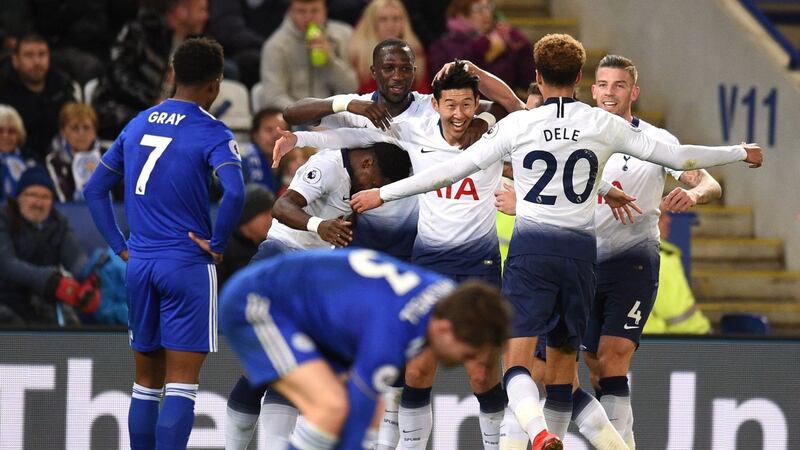 Son opened the scoring for Spurs at Leicester. Photograph: Oli Scarff/AFP/Getty