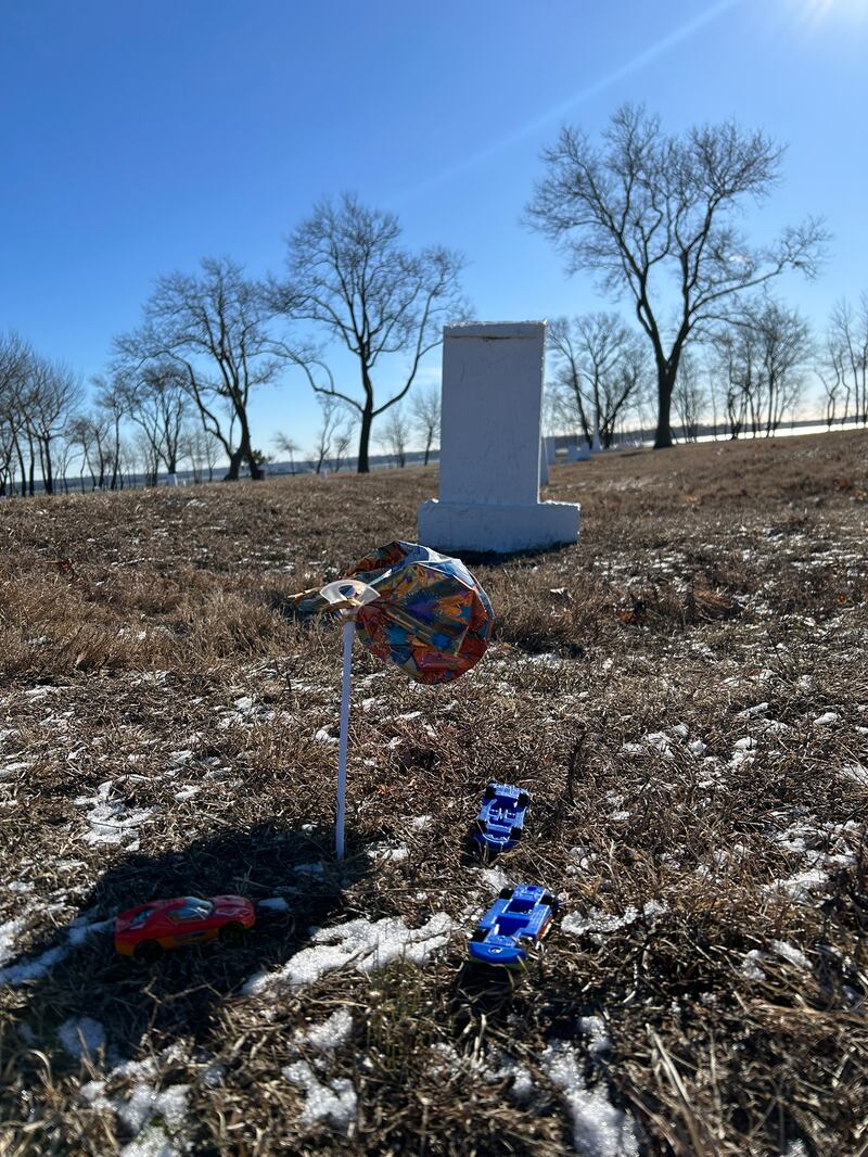 'We’d pass animal bones and occasionally the heartbreaking sight of mementoes by the foot of the white stones, remembering those who never got to grow old.' Photograph: Michael Fitzpatrick