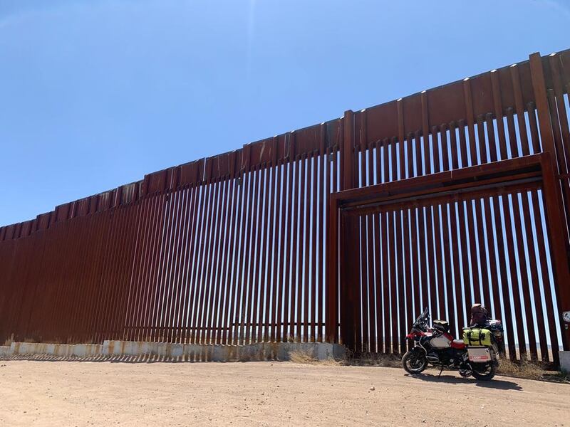 Another view of Peter Murtagh's bike at the fence.