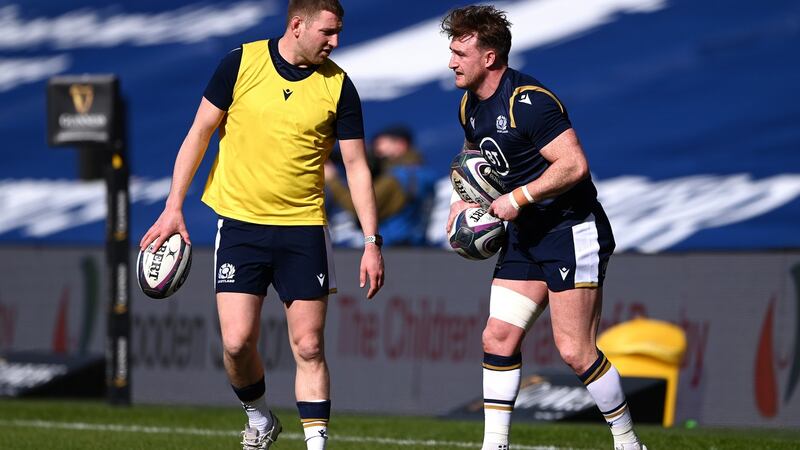 Finn Russell and Stuart Hogg both line out for Scotland against France on Friday night. Photograph: Stu Forster/Getty