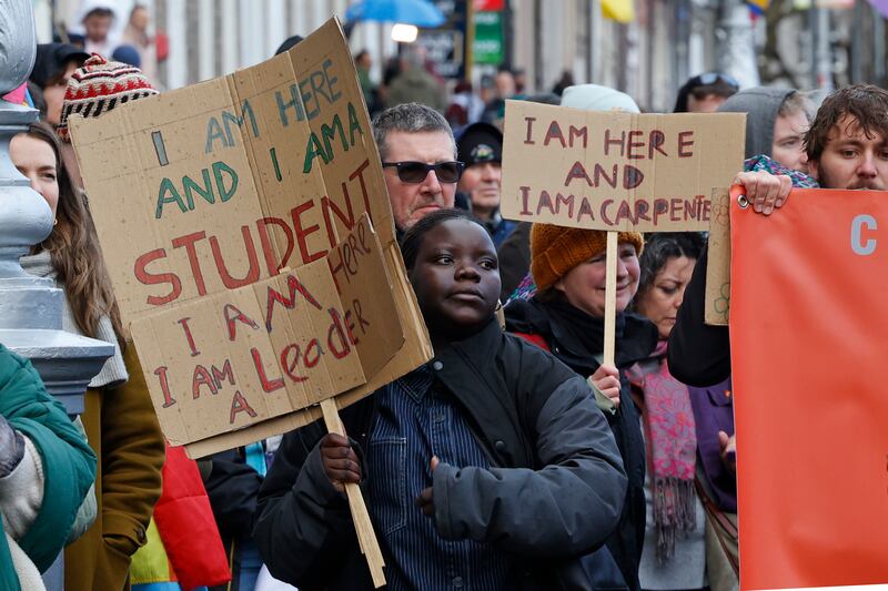 Participants in the Stand Together demonstration. Photograph: Nick Bradshaw