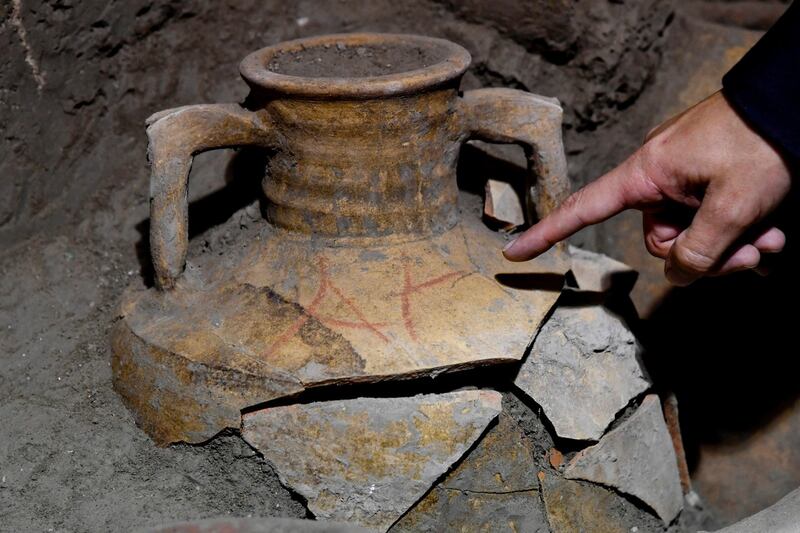 Eight amphorae were found in a corner, suggesting storage for the household. Photograph: Ciro Fusco/EPA