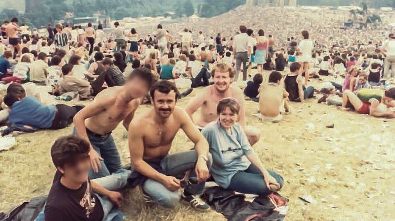 Former Garda commissioner Nóirín O’Sullivan at a concert at Slane Castle in 1984, with  other members of an undercover unit called the ‘mockies’ that targeted drug crime in Dublin in the 1980s