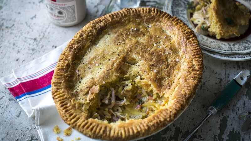Turkey and ham pie with a Cheddar rough puff pastry. Photographs: Donal Skehan