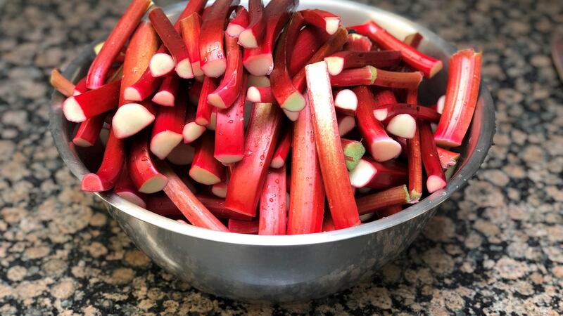 For this tart use only thin stalks of vibrant red rhubarb.